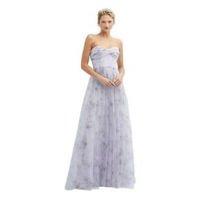 Dessy Collection 3129 Floral Strapless Corset Tulle Fairy Dress Lilac Garden 14